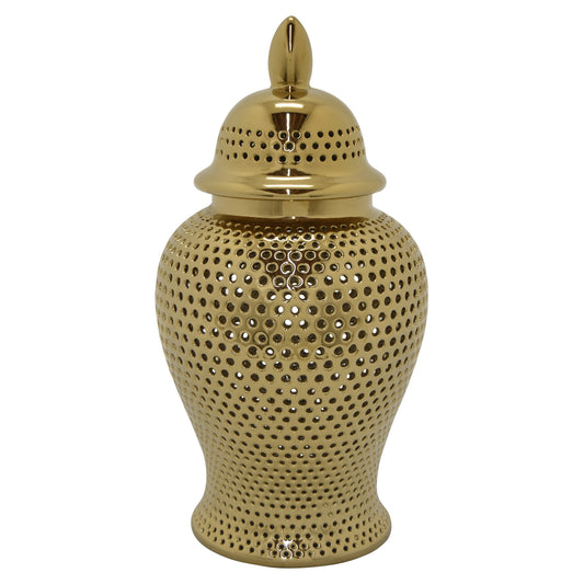 Plutus Brands Ceramic Jar, Gold Porcelain