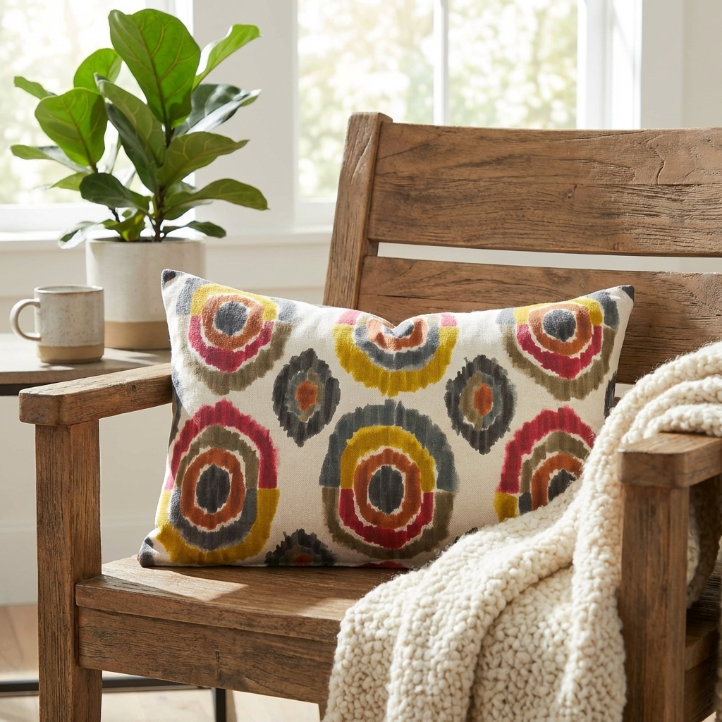 Isabeau Purple Orange and White Handmade Luxury Pillow