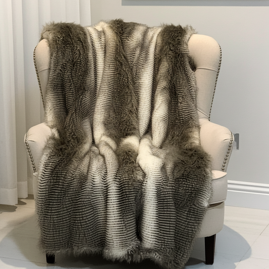 Alaskan Hawk Faux Fur Handmade Luxury Throw