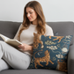 Kimono Tiger Blue and Beige Luxury Throw Pillow