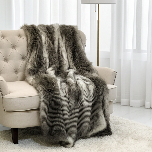 Alaskan Hawk Faux Fur Handmade Luxury Throw