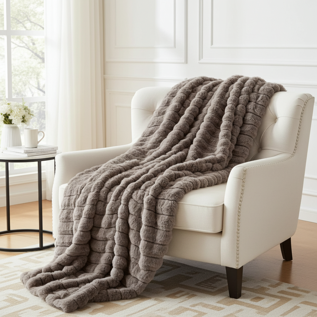 Frost Mink Dark Brown Faux Fur Luxury Throw