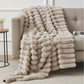Plutus Taupe Luxe Bunny Faux Fur Luxury Throw Blanket