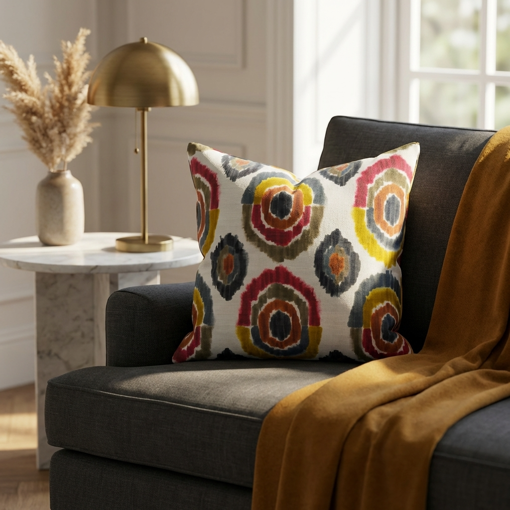 Isabeau Purple Orange and White Handmade Luxury Pillow