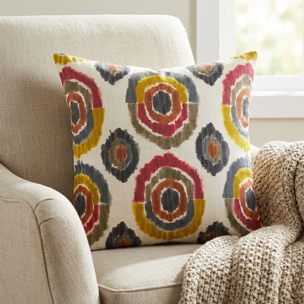 Isabeau Purple Orange and White Handmade Luxury Pillow