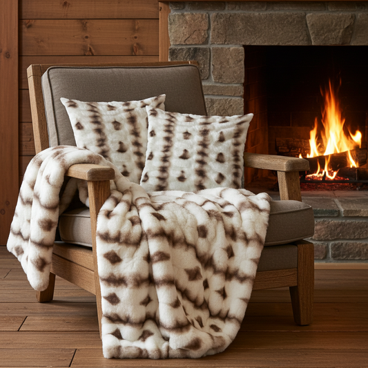 Plutus Creamy Fluffy Bunni Animal Faux Fur Pillow & Blanket Set