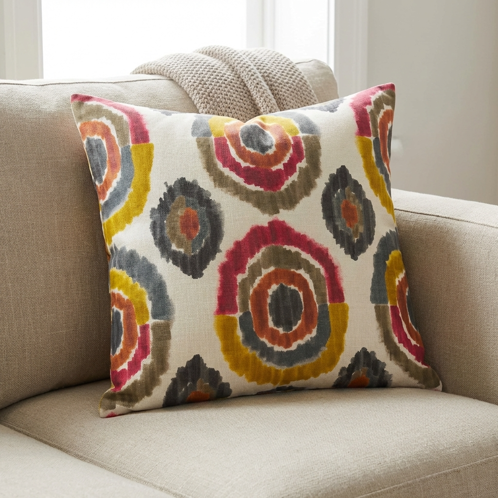 Isabeau Purple Orange and White Handmade Luxury Pillow