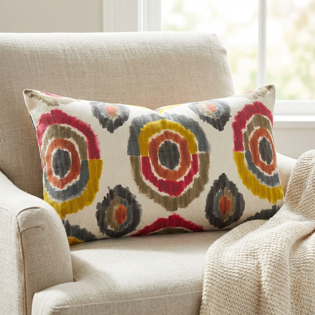 Isabeau Purple Orange and White Handmade Luxury Pillow