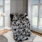 Plutus Black and White Feather Faux Fur Luxury Throw Blanket