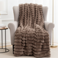 Plutus Brown Luxe Bunny Faux Fur Luxury Throw Blanket