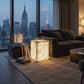 Plutus Brands Signature Natural Marble Side Table - Modern Luxury with Dimmable LED Glow