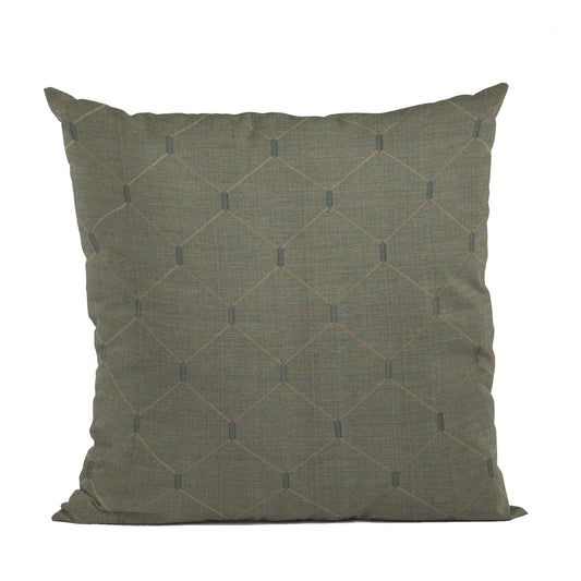 Plutus Slate Grey Kona Embroydery, Some Shine To This Pattern Luxury Throw Pillow