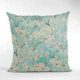 Plutus Spa Garden Cherry Blossoms Printed On A Linen Looking Polyester. Luxury Throw Pillow