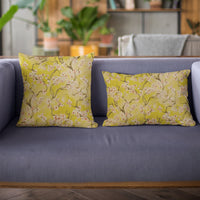 Plutus Curry Garden Cherry Blossoms Printed On A Linen Looking Polyester. Luxury Throw Pillow