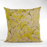 Plutus Curry Garden Cherry Blossoms Printed On A Linen Looking Polyester. Luxury Throw Pillow