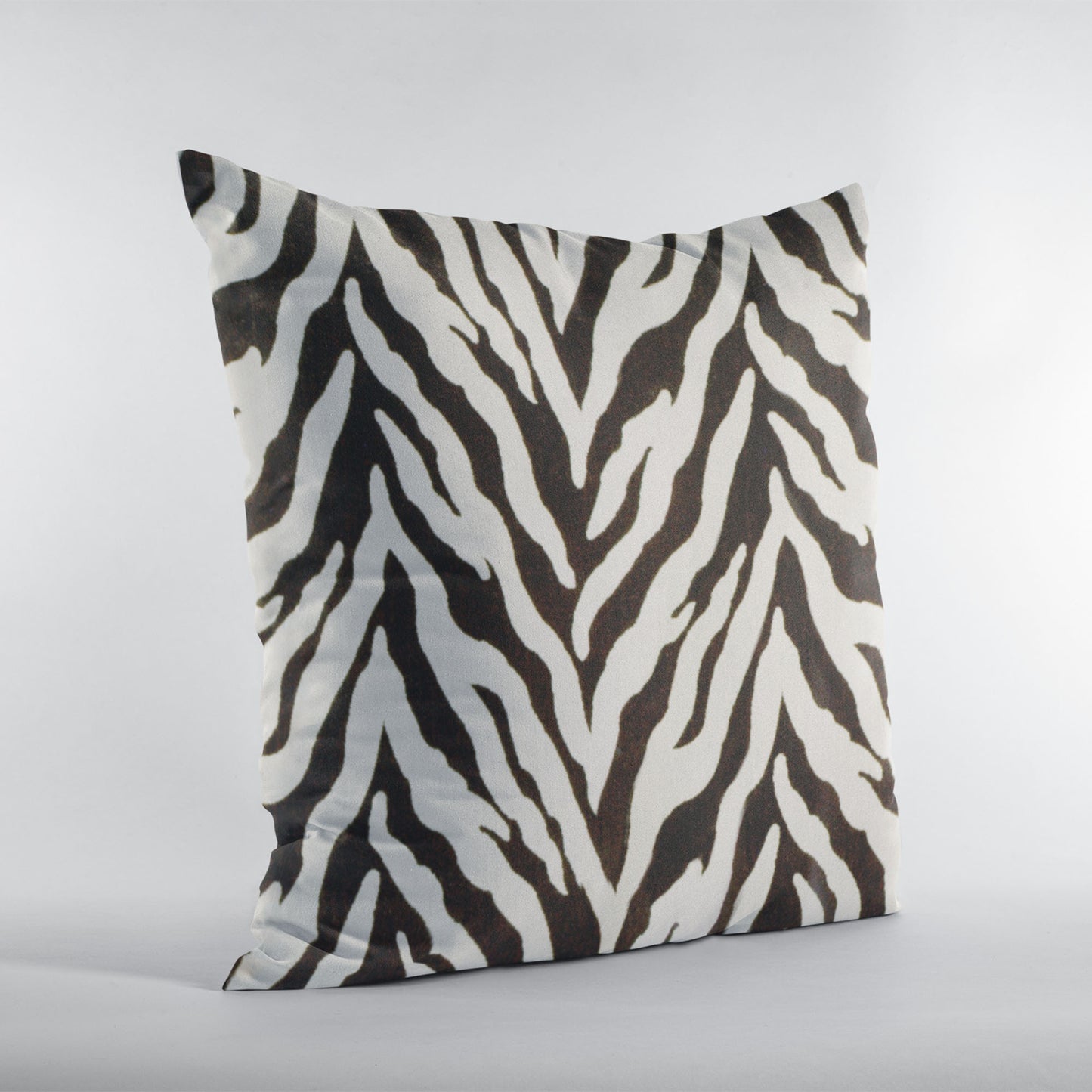 Plutus Ebony/Ivory Zebra Zebra Print Velvet Luxury Throw Pillow