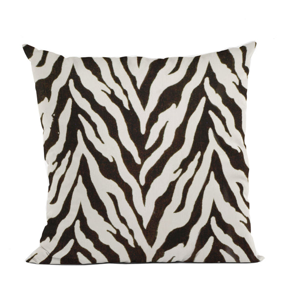 Plutus Ebony/Ivory Zebra Zebra Print Velvet Luxury Throw Pillow
