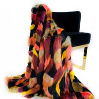 Plutus Burgundy, Black  Exotic Parrot Faux Fur Luxury Throw Blanket