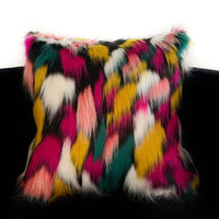Plutus Purple, Yellow, Black Amazonian Bird Animal Faux Fur Luxury Throw Pillow