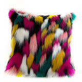 Plutus Purple, Yellow, Black Amazonian Bird Animal Faux Fur Luxury Throw Pillow