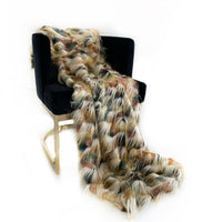 Plutus Multi-Color  Fancy Feather Faux Fur Luxury Throw Blanket