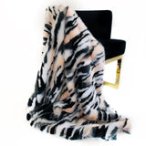 Plutus Black, White, Pink  Fancy Faux Fur Luxury Throw Blanket