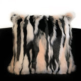 Plutus Black, White, Pink Fancy Animal Faux Fur Luxury Throw Pillow