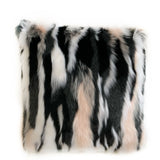 Plutus Black, White, Pink Fancy Animal Faux Fur Luxury Throw Pillow