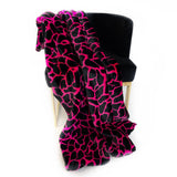 Plutus Pink Black Plush Faux Fur Luxury Throw Blanket