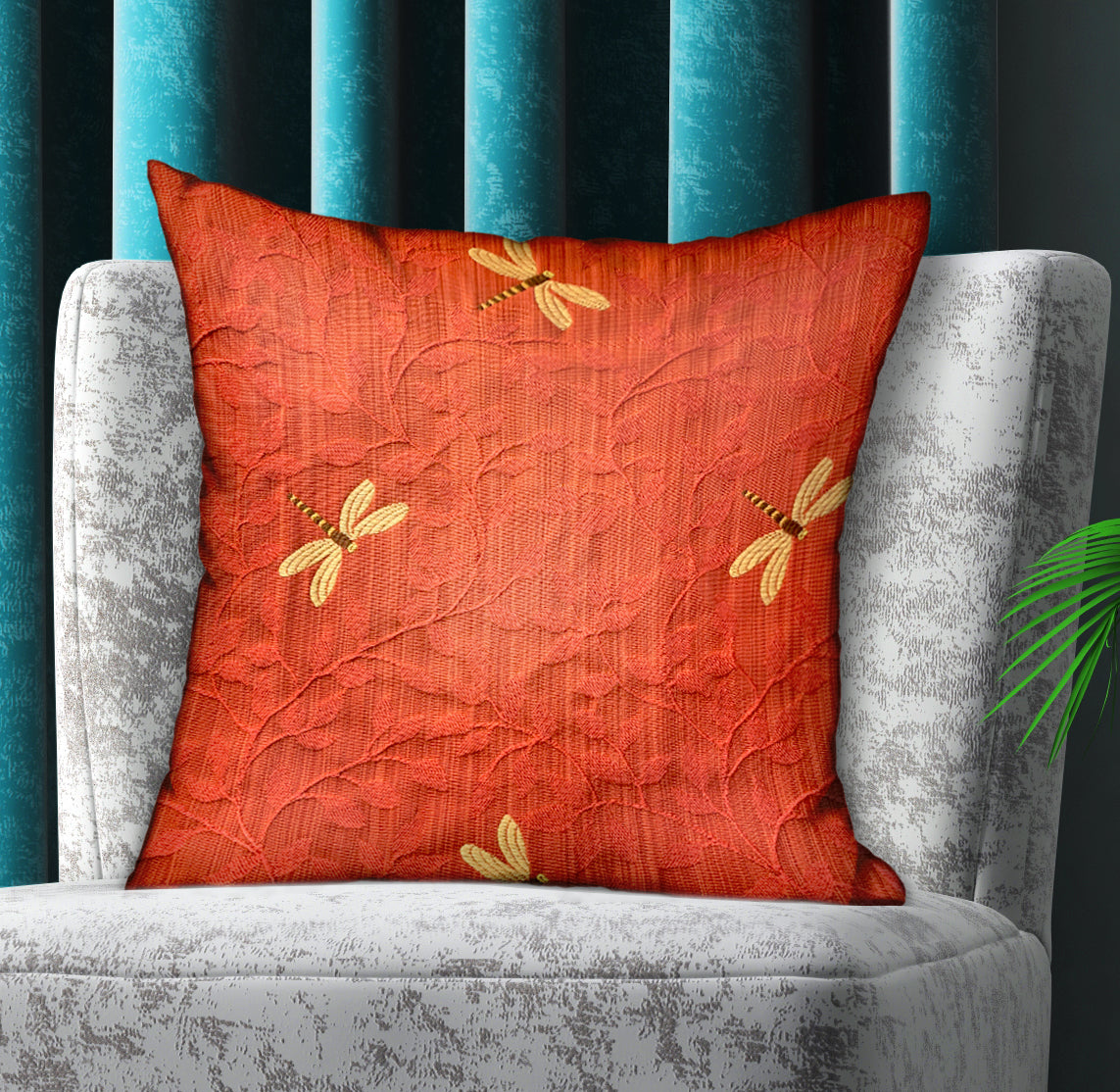 Firefly Red Animal Motif Luxury Throw Pillow