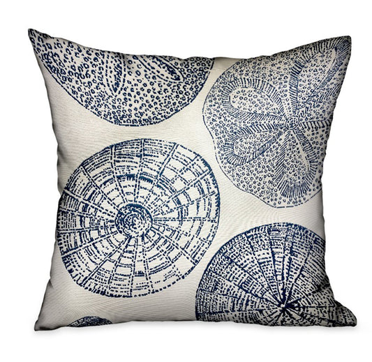 Seashell Haven Blue, cream Motif Luxury Throw Pillow