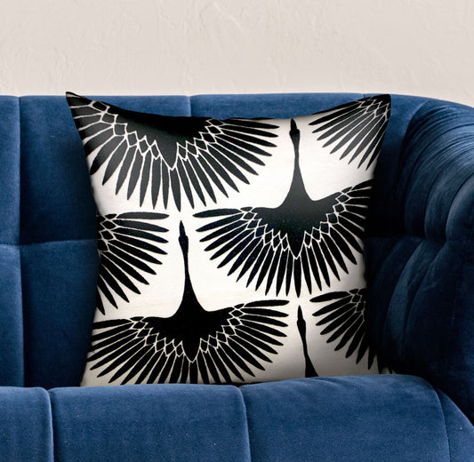 Black Swan Black Animal Motif Luxury Throw Pillow