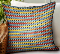 Vivid Stripe Red, Blue, Yellow Stripes Luxury Outdoor/Indoor Throw Pillow
