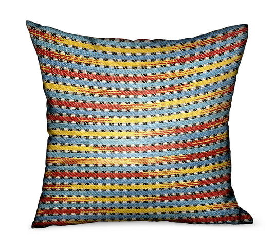 Vivid Stripe Red, Blue, Yellow Stripes Luxury Outdoor/Indoor Throw Pillow