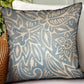 Serene Oasis Blue, Cream Floral Luxury Outdoor/Indoor Throw Pillow