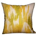 Saffron Love Yellow Ikat Luxury Outdoor/Indoor Throw Pillow