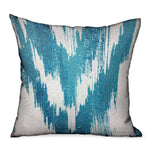 Teal Avalanche Blue Ikat Luxury Outdoor/Indoor Throw Pillow