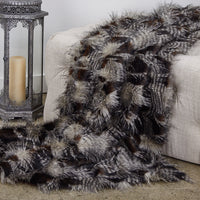 Porcupine Dark Brown and Beige Faux Fur Luxury Throw