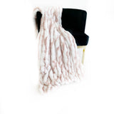 Plutus White Pink Snow Chinchilla Faux Fur Luxury Throw Blanket