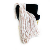 Plutus White Pink Snow Chinchilla Faux Fur Luxury Throw Blanket