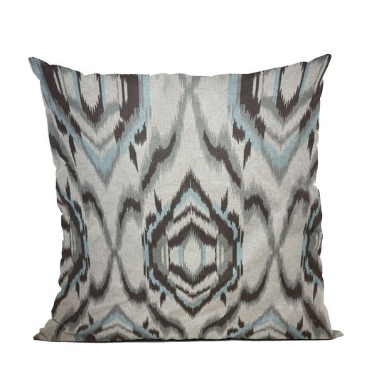 Plutus Ikat Dream Blue, Black, Cream Handmade Luxury Pillow