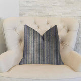Parallel Lanes Blue, Beige and Brown Luxury Throw Pillow