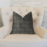 Licorice Black Artificial Leather Luxury Throw Pillow