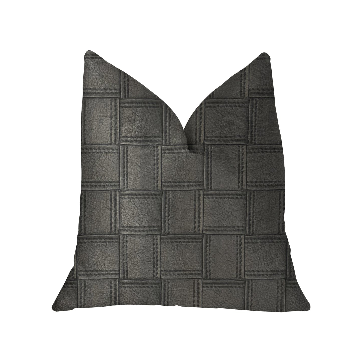 Licorice Black Artificial Leather Luxury Throw Pillow