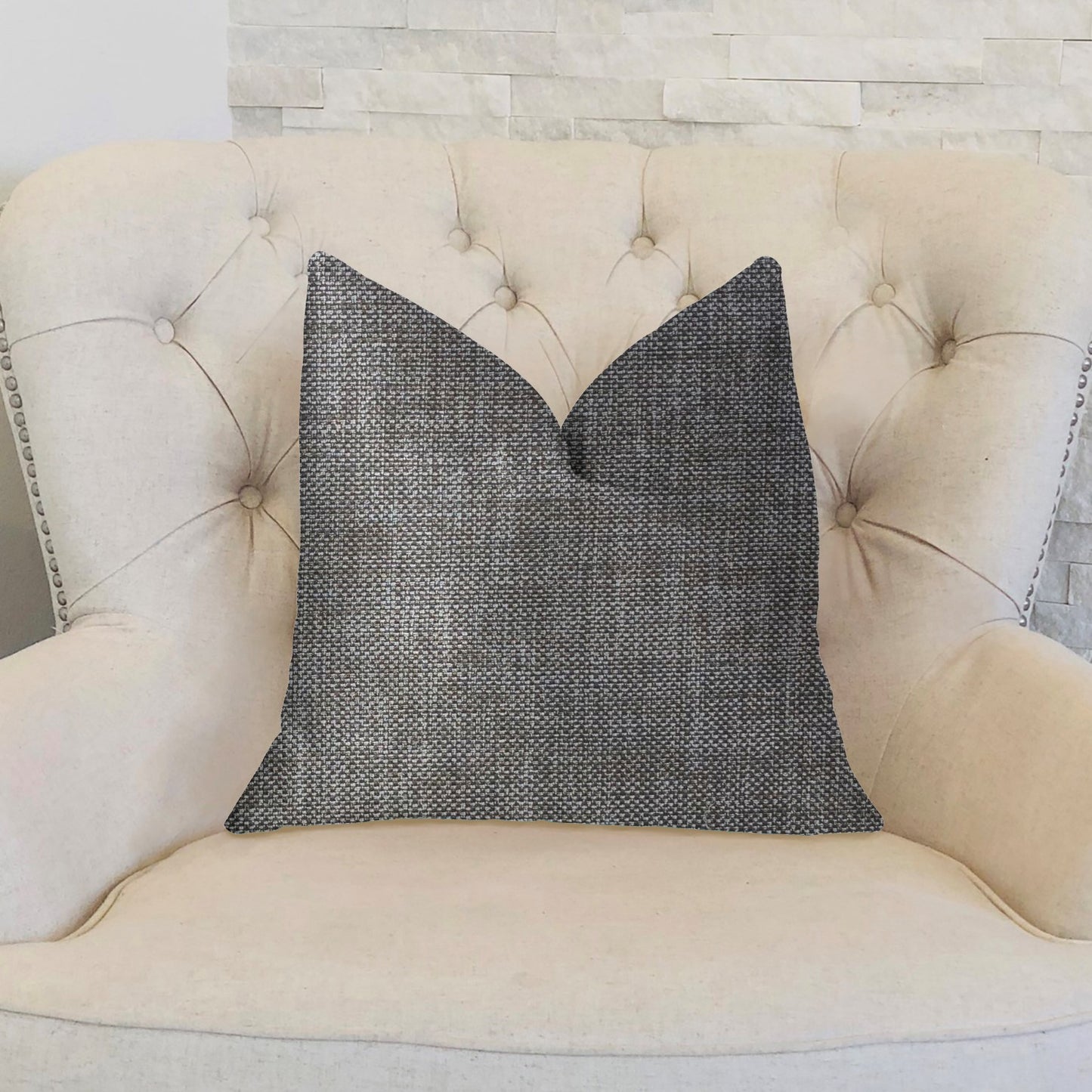 Grey Pebble Silver Luxury Throw Pillow