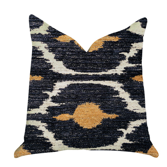 Bohemian Blue and Orange Ikat Luxury Throw Pillow