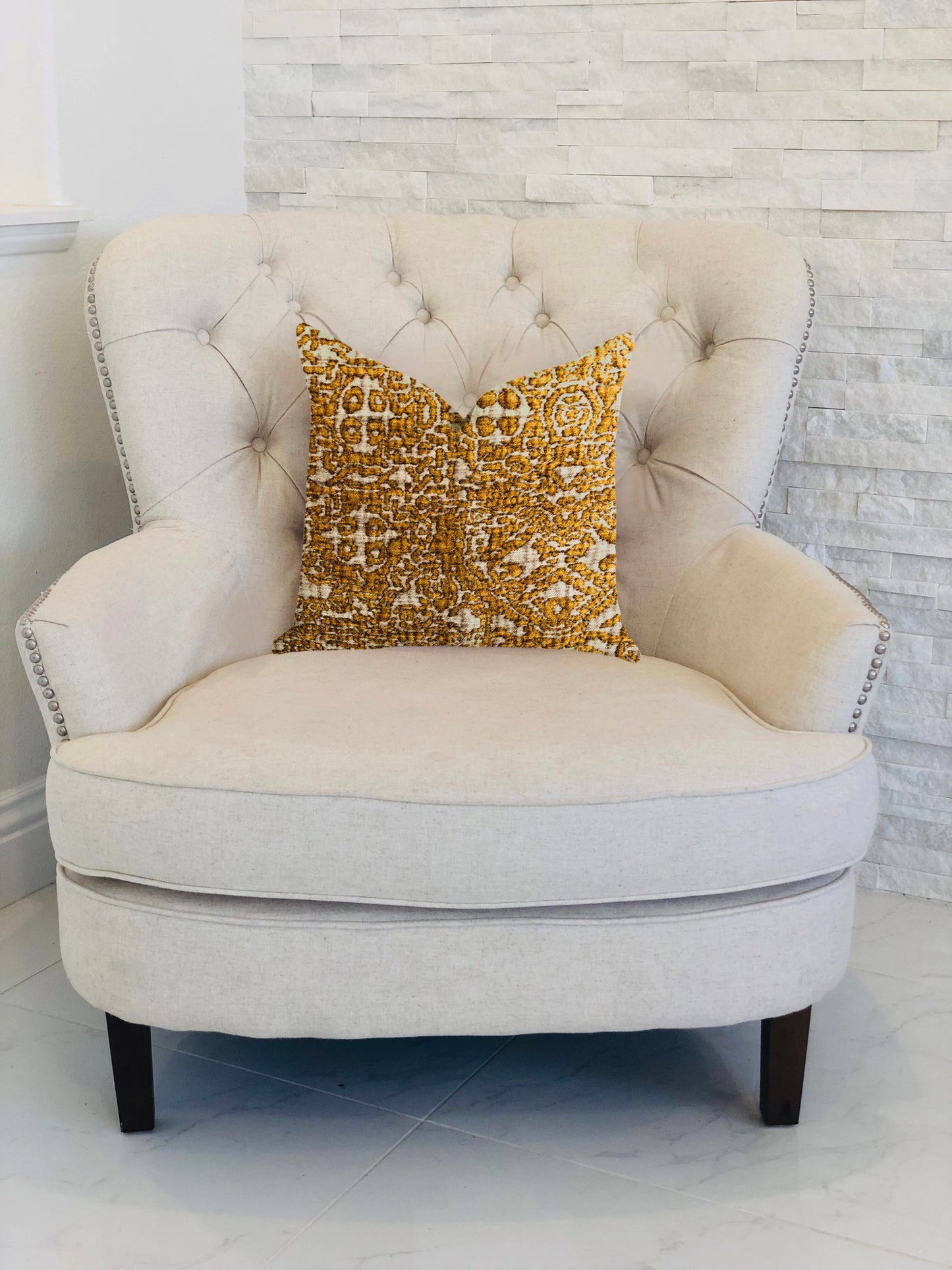 Golden Cosmo Textured Luxury Throw Pillow