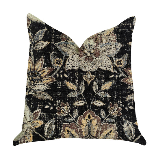 Noir Lotus Blossom Luxury Throw Pillow