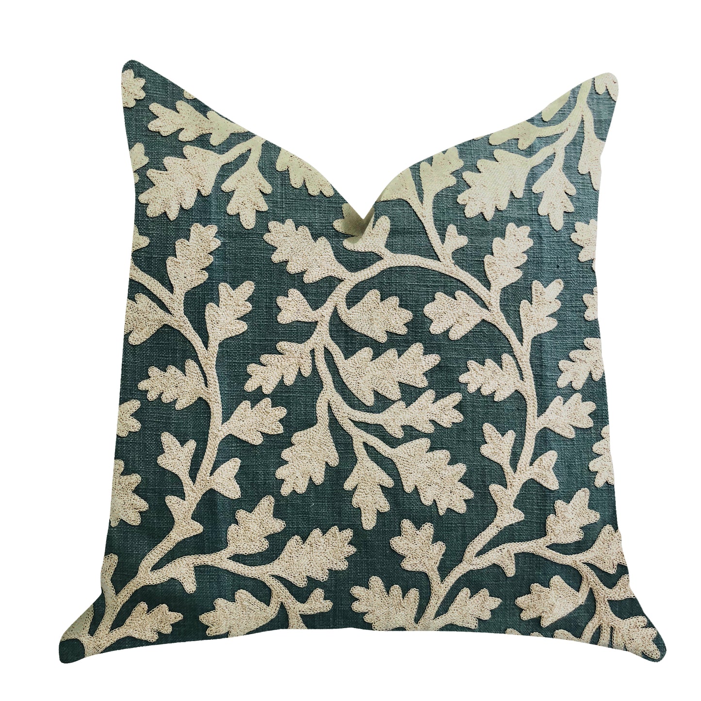 Wild Emerald Figleaf in Green Luxury Throw Pillow