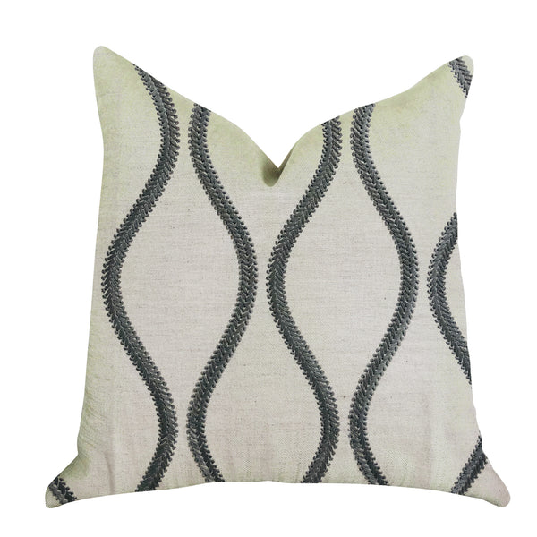 Bella Curve Green and Beige Luxury Throw Pillow